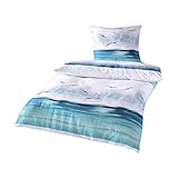 Traumschlaf • Seersucker Bettwäsche Set • Bügelfrei• luftig leichte Sommer-Bettwäsche im Maritimen Look• 135x200 cm + 80x80 cm