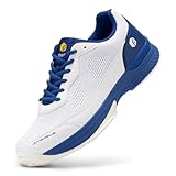 FitVille Extra Weit Tennisschuhe Herren rutschfest Hallenschuhe Atmungsaktiv Badminton Schuhe Bequemen Fitnessschuhe Weiß/Blau 43 EU Weit