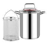 Qusedwey Spargeltopf Aus Stahl, Pommes-Frites-Topf, Korb, Haushalts-Suppentopf mit Korb, Spargel-Nudel-Kochsieb