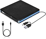 CD-Laufwerk, externes CD-ROM-DVD-Laufwerk CD-DVD-Brenner Optisches Laufwerk für Laptop Tragbares USB-Laufwerk Disc-Lesegerät, kompatibel mit Laptop-Desktop-PC Windows Linux OS Apple Mac (Blue)