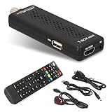 RED OPTICUM T-Box Mini DVB-T2/C Digital Full HD Receiver, H.265 HEVC, HDMI, USB 2.0, Schwarz, mit Fernbedienung, IR-Sensor, EPG, Teletext, PVR-Funktion, 115x37x17mm