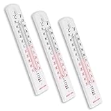 mumbi 3X Thermometer wetterfest Gartenthermometer Zimmerthermometer Analog für Innen und Außen, Weiß