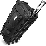 normani Hochwertige robuste Reisetasche mit Rollen Jumbo Big-Travel 80-100 Liter mit bis zu 3 Rollen – Neue Generation Farbe Schwarz / 150 Liter
