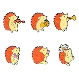 MAGICLULU 6 Stück Cartoon Igel Broschen aus Metalllegierung Niedliche Ebene Broschen mit Anstecknadel Leichte Kleidungs und Taschen Dekoration für Damen