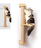 FUKUMARU Katzen Kratzbaum Wand, Wandmontiertes katzenmöbel, aus Gummiholz, katzen wand klettern, 93cm hoch