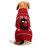 ABRRLO Hunde Kostüme Hundebekleidung Baumwolle Pullover feiern Weihnachten-Tag Winter Mantel Strickpullover Haustier Hund Pullover Haustier Kostüm Fashion Urlaub Party Geschenk (L, KitzD)
