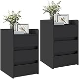 YITAHOME 2er-Set Nachttische mit 3 Schubladen, Moderner Nachttisch, Wasserfester Nachttisch mit Stauraum für Wohnzimmer und Schlafzimmer, 35 x 40 x 59 cm (Schwarz)