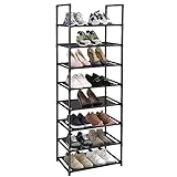 esonstyle 8 Ebenen Schuhregal für 16-20 Paar Schuhregal schmal und hoch Schuhaufbewahrung, schwarz