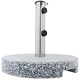 Anaterra® Sonnenschirmständer - Granit, 20 kg, Mobil, Stabil, mit Griff, Edelstahl, Quadratisch/Rund - Schirmständer, Sonnenschirmsockel, Ständer für Sonnenschirm, Balkon, Terasse (Rund)