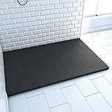 Duschwanne aus SMC Marwell Stone schwarz rutschfest in Steinoptik - Duschtasse Rechteckig 90 x 140 x 2,6 cm