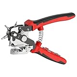 VOBOR Lochzange für Leder mit Ausgewogenen Rotationsscheiben, 6 Lochgrößen 2–4,5 mm mit Hebelübersetzung, Multifunktionale Revolverlochzange für Leder, Karten, Kunststoff, Leinwand, Dünnes Eisenblech
