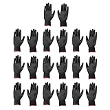 Klanata 10 Paar Sicherheitsarbeitshandschuhe – PU-beschichtete Handfläche mit 13-Gauge-Nylonkern – statische, atmungsaktive Schutzausrüstung für elektronische Montage und (Schwarze 7S)