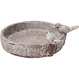 dobar® Klassische Vogeltränke Pool-Oase - Vogelbad aus Zement - Vogelbecken für Wildvögel - Wassertränke für Garten/Terrasse/Balkon - Ø 24,5 cm - Grau