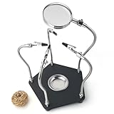 SUNXIZ Dritte Hand Löten Magnetische Helfende Hände Löthilfe mit Lupe 4 Flexiblen Armen und Krokodilklemmen Modellbau Werkzeug Zubehör Leiterplattenhalter für Handwerk Schmuck HobbyWerkstatt