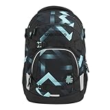 coocazoo Schulrucksack Mate „Laser Lights”, schwarz-türkis, ergonomischer & anpassbarer Tornister, höhen- & größenverstellbar, mit Brustgurt & Hüftgurt, ab der 3. Klasse