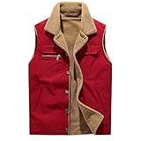 Mymyguoe Daunenweste Herren Winter Outdoor Funktionsweste Arbeitsweste Mit Fleece Gefüttert Steppweste Winddichter Bodywarmer Winterweste Wattierte Weste Winter Herrenwesten Plüsch