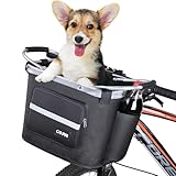 COFIT Fahrradkorb Vorne Abnehmbar Hundekorb Fahrrad Faltbarer für Haustier Einkaufen Pendler Camping und Outdoor Aufbewahrungstasche Schwarz mit Seitentaschen