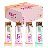 NICKS Protein Riegel Mix box, Keto Proteinriegel Low carb Snacks ohne zusatz von Zucker, Glutenfrei | 15g Eiweiß mit Kollagen (9 Eiweißriegel x 50g)