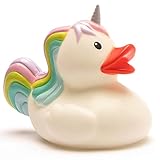 Duckshop I Badeente Einhorn I Quietscheentchen I Quietscheente I L: 10 cm - inkl. Gummienten-Schlüsselanhänger im Set I Spielzeug und Geschenk für Babies und Kinder I Badespielzeug für die Badewanne