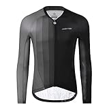 Herren Radtrikots Radfahren jersey männer racing jersey atmungsaktive langarm mtb radfahren kleidung mountainbike shirt, streifen streifen design Fahrradhemd(Zwart,L)