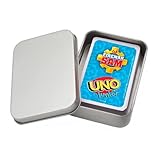 UNO Junior Kartenspiel Neue Edition für Kinder, Kinderspiele geeignet für 2 - 4 Spieler ab 3 Jahren + Metalldose für Spielesammlung … (UNO Junior Feuerwehrmann Sam + Metalldose)