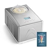 SPRINGLANE Eismaschine Emma 1,5 L mit selbstkühlendem Kompressor 150 W, aus Edelstahl mit entnehmbarem Eisbehälter, inkl. Rezeptheft (Silber, Eismaschine)