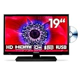 MEDION 47 cm (19 Zoll) HD Fernseher mit DVD-Player (perfekt für Camping Wohnmobil LKW Garten, 12V KFZ Car-Adapter, Triple Tuner Receiver, HDMI, USB, MD 819001)