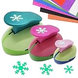 Stanzer Schneeflocken 3 Stück Motivstanzer Papierstanzer Motivlocher Stanzer Set Ausstanzer 9mm 16mm 25mm für Papier DIY Scrapbook Fotoalbum Handwerk zum Basteln