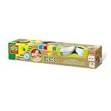 SES Creative 24926 - Eco Fingerfarbe 4 Farben x 150ml, aus natürlichen Rohstoffen, Hautfreundlich, Auswaschbar, Recycelte Verpackung, 110 g (4er Pack)