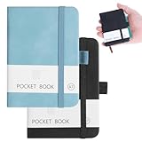 JIYIN 2 Stück Notizbuch Klein, Notizbuch A7 mit 200 Seiten Kleine Notizbücher Pocket Mini Notizblock für Schule Arbeit Reisen(Schwarz+Hellblau)
