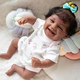 YIHANGG 49CM Ganzkörper Soft Silikon Afroamerikanisch Reborn Baby Puppe Schwarze Haut Realistisch Neugeborenes Reborn Kleinkind Puppe Wasserdicht Bad Kind Geschenk