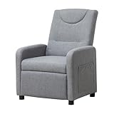 Thanaddo Relaxsessel Fernsehsessel Ruhesessel mit Liegefunktion, Einzelliege Sessel 140° Verstellbarer Rückenlehne, Ergonomisch Lounge Sessel bis 160 kg für Wohnzimmer Heimkino, Leinen Grau