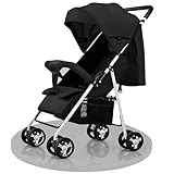Doraystar Ultraleichter Buggy mit nur 4,3 kg mit Verstellbarer Liegeposition, Kinderwagen Reisebuggy für Babys bis 40 kg, Kompakter, Tragbarer, Zusammenklappbarer Kinderbuggy mit Zubehör (B013 Black)