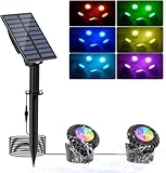 NATPOW RGB Teichbeleuchtung Solar, IP68 Wasserdicht Unterwasser Licht Solar Farbwechsel Unterwasserbeleuchtung Teich Licht Für Terrasse, Dekoration, Garten(2 in 1)