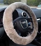 Reissner Lammfelle | LERA-25-MUS | Lenkradbezug Lenkradschoner Lenkradhülle für PKW & Wohnmobil | Echtes Lammfell | Hochwollig Florhöhe 25mm | passend für ⌀40cm | Anti Rutsch | Farbe Mushroom