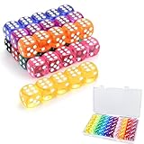 50 Stück Würfelset mit 16 mm runden Ecken mit und einer Box, Acrylwürfel mit für Würfelspiele Tischspiele Bar KTV Party Tutoring