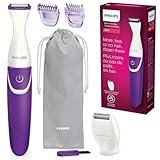 Philips BIKINI GENIE Akku-Trimmer für Bikinizone, Haarentfernung, mit Scherkopf und Kamm, BRT383/50
