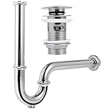 Universal Siphon Set mit Ablaufgarnitur für Waschbecken mit Überlauf, Chrom Pop Up Ventil Waschbeckenstöpsel für Waschtisch und Ablaufventil Abflussgarnitur