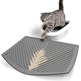 Conlun Silikon Katzenklo Matte, 60x38cm Gummi Katzenstreu Matte, Wasserdicht, Katzenmatte Katzenklo für den Boden, Leicht zu Reinigen, rutschfeste Katzenklomatte zur Streukontrolle, Grau