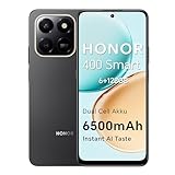 HONOR 400 Smart 4G Smartphone Dual SIM NFC Android 15, 6+128GB, 6500 mAh Dual Cell Akku, 108MP +2MP mit AI Taste Telefon, 6,77 Zoll 120 Hz Comfort Display, 5 Sterne SGS&IP65, Velvet Black