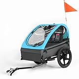 Fiximaster Kinderfahrradanhänger, Fahrradanhänger für 1-2 Kinder, Ergonomischer Sitz, Einfache Montage, Faltbar, Mit Luftreifen und Aufbewahrungstaschen