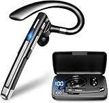 Headset Bluetooth 6.1 Kabellos Kopfhörer mit CVC8.0 Mikrofon 100 Std Spielzeit Freisprech Handy Headset 1,5 std Schnellladung LED Ladebox Zwei-Geräte-Verbindung Ohrhörer für Autofahren/Business/Büro