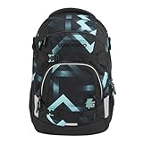 coocazoo Schulrucksack Mate „Laser Lights”, schwarz-türkis, ergonomischer & anpassbarer Tornister, höhen- & größenverstellbar, mit Brustgurt & Hüftgurt, ab der 3. Klasse