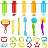 AMSNINK 23 Stück Knete Zubehör, Knetwerkzeug, Knetzubehör, Zubehör Knete, DIY Knetmasse, Knetspielzeug, Knet Zubehör, Ausstechformen Küchenspielzeug, Geschenk-Set Für Jungen Und Mädchen