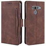 HualuBro Handyhülle für LG Q60 Hülle, LG K50 Hülle Leder, Flip Case Cover Stoßfest Klapphülle Handytasche Schutzhülle für LG Q60 / LG K50 Tasche (Braun)
