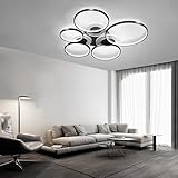 WJYCYN Modern LED Deckenlampe Wohnzimmer,Einfach Rund Deckenleuchte,Dimmbare Mit Fernbedienung 3000K-6000K, Kreativeacryl Design Deckenbeleuchtung,Aluminiumlampe,FüR Schlafzimmer Wohnzimmer (Schwarz)