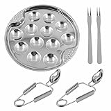 xut Schneckenteller Meeresfrüchte Werkzeug Set Edelstahl -Schneckenschale Schneckenpfanne Speisenteller mit Zange Gabel für Muschel Auster Servierpfannee Zuhause Restaurant Hotel Zubehör