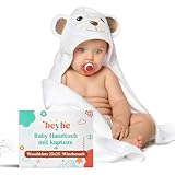 Beybe Baby Handtuch mit Kapuze 100% Bio-Baumwolle Luxury | Kapuzenhandtuch Baby als Geschenk zur Geburt | Baby Badetuch für Mädchen & Junge