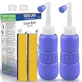 2 Stück Tragbarer Bidet -Portable Bidet - Travel Bidet - Peri Bottle - Hand-Bidet für Bidet, tragbar, mit Reisetasche, 450 ml Fassungsvermögen und abgewinkelter Düse