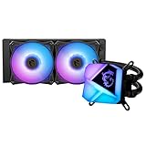MSI MAG CORELIQUID C240 AIO CPU Wasserkühlung, spektakulärer ARGB-Blockkopf, integrierte Kühlerpumpe, Split-Flow Wasserkühlung, verdampfungssichere Schläuche, einfache Montage, AMD & Intel kompatibel
